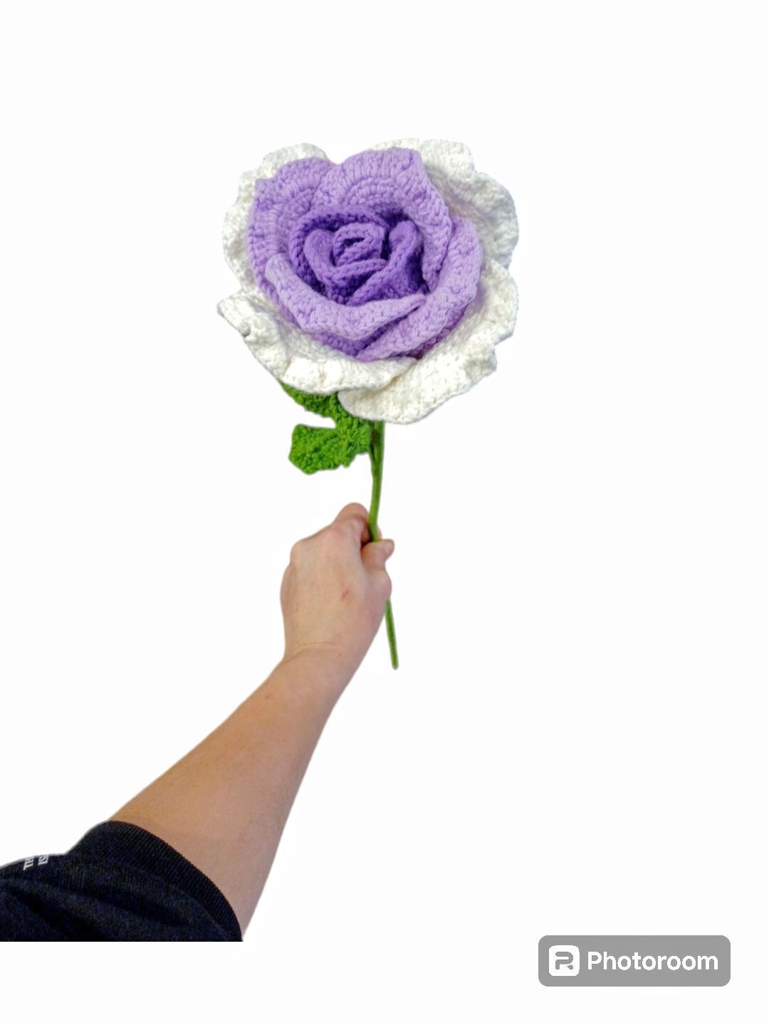 Handmade Crochet Knitted PurpleRose Flower Bouquet Artificial Flower Home Decor