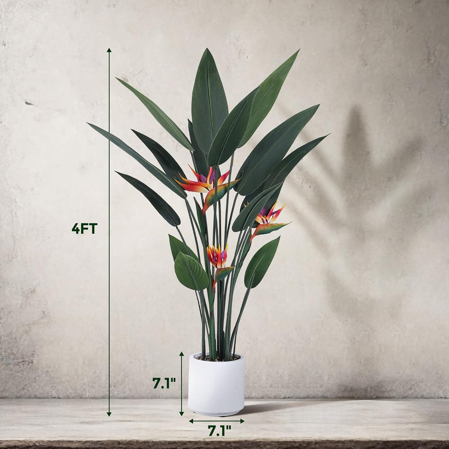 Artificial Bird of Paradise Plant 48In(4Ft) Tall Fake Banana Leaf Plant for Indo