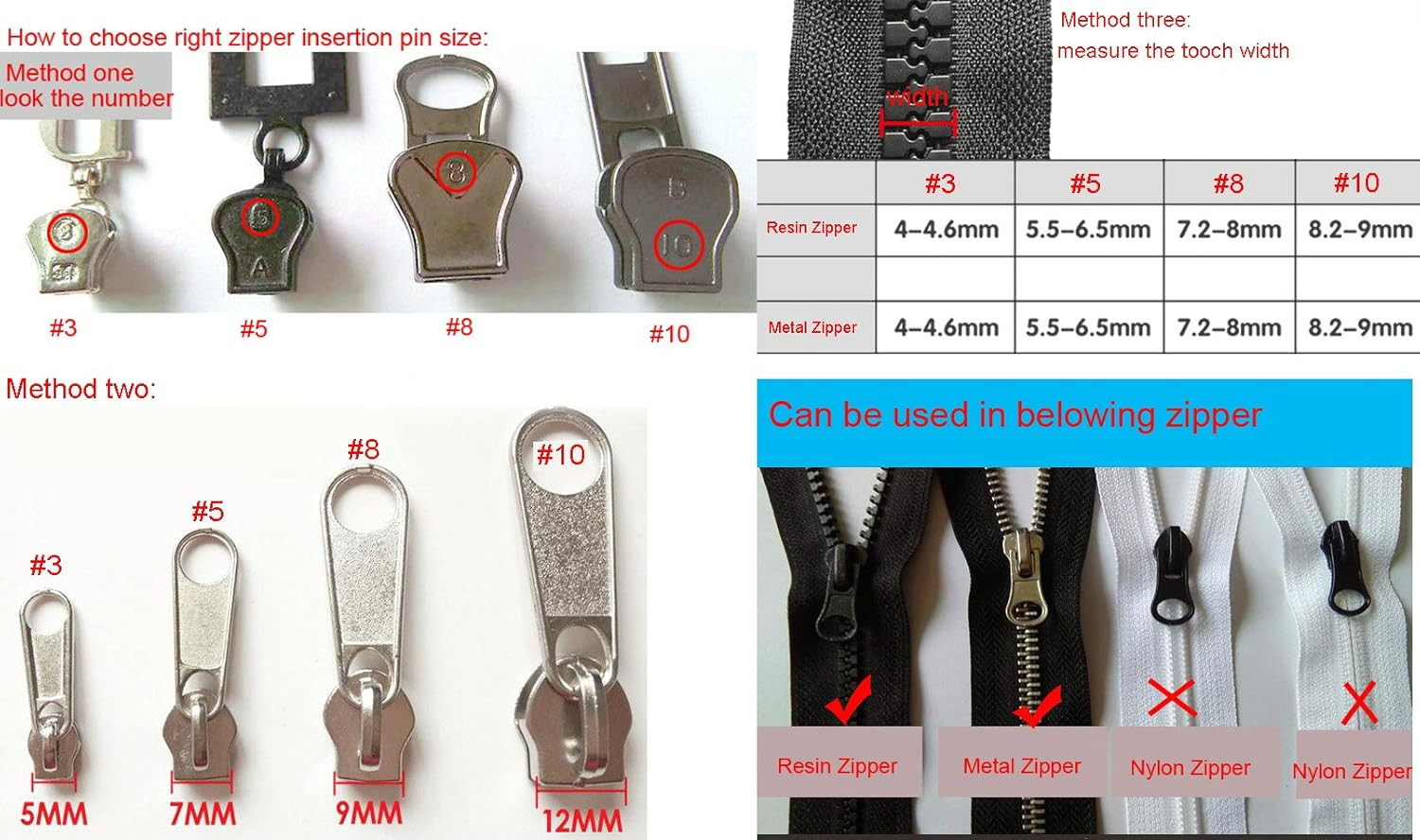 20 Pcs #5 Metal Zipper Retainer Insertion Pin Zipper Box Head Retainer Bottom Sl