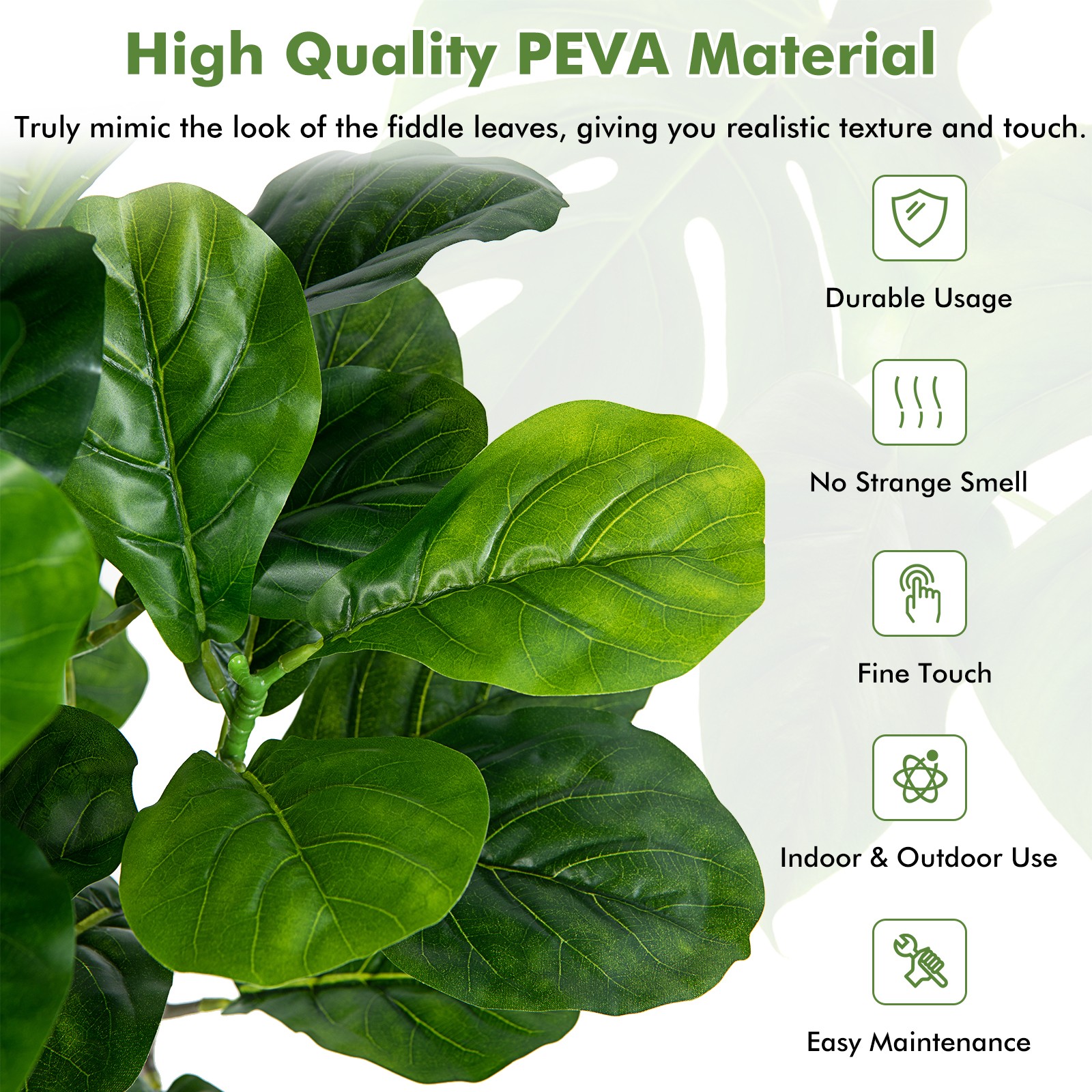 2-Pack 51″ Artificial Tree Fiddle Leaf Fig Plant in Pot Greenery Decoration