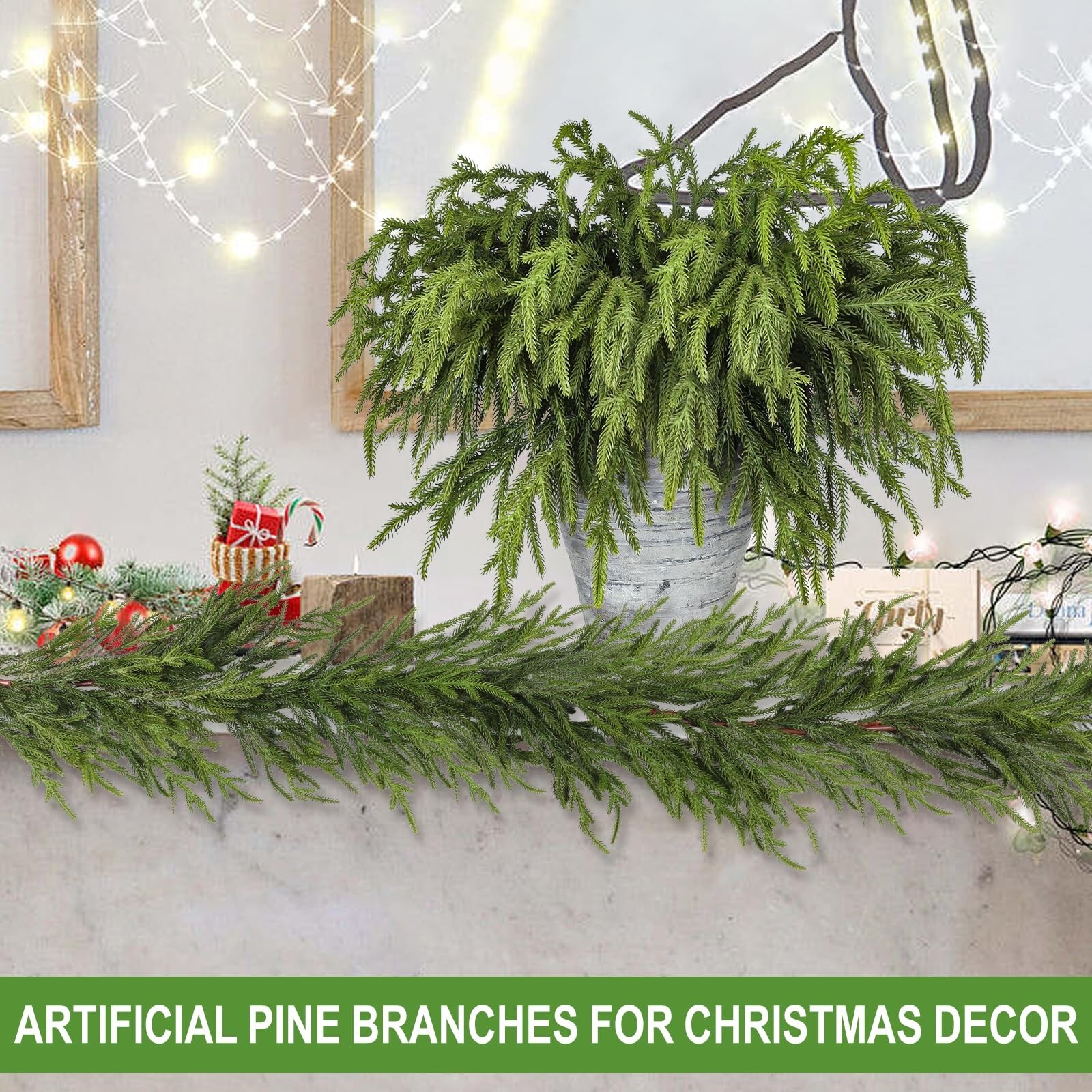Artgar 30 Pcs Pine Branches – 18 Inch Artificial Pine Branches – Green Pine S…