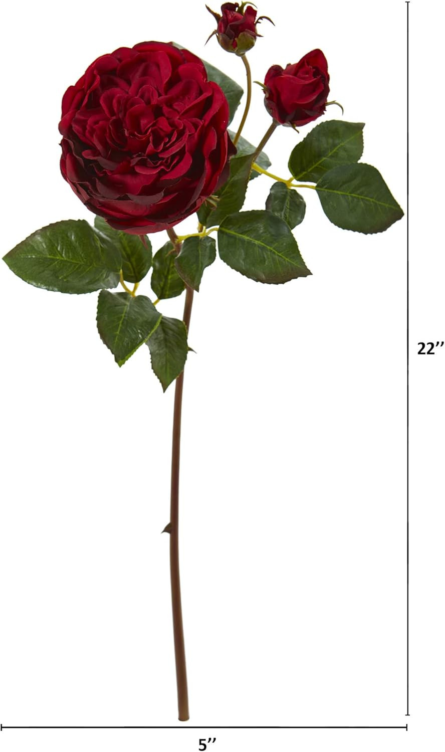 Set of 6 Black and Red 22In. Silk Rose Flowers by