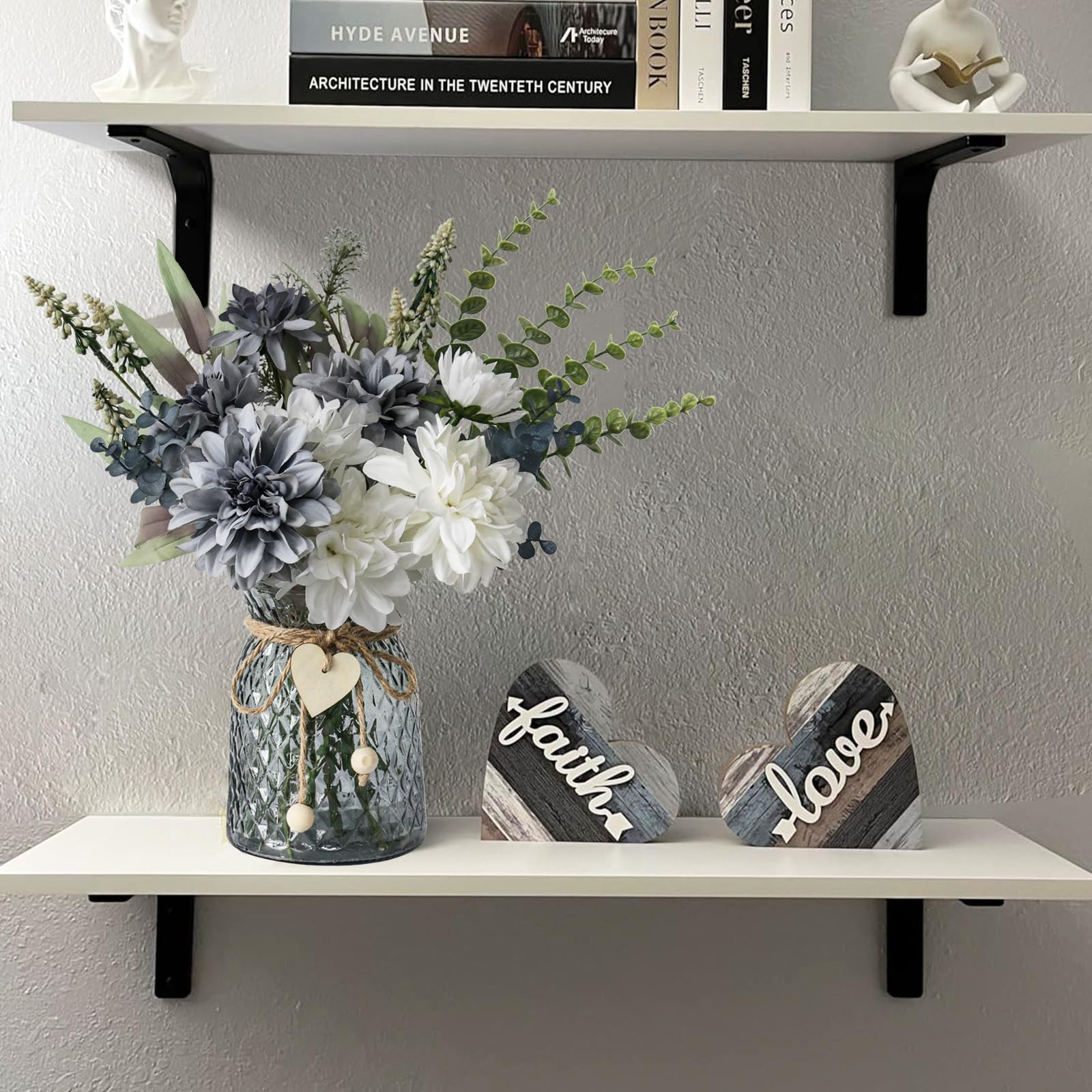 Fake Flowers Vase Faux Table Centerpieces Dining Room Kitchen Coffee Decor