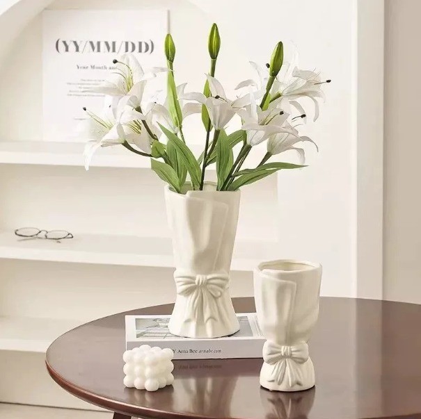 Matte White Bow Ceramic Vase