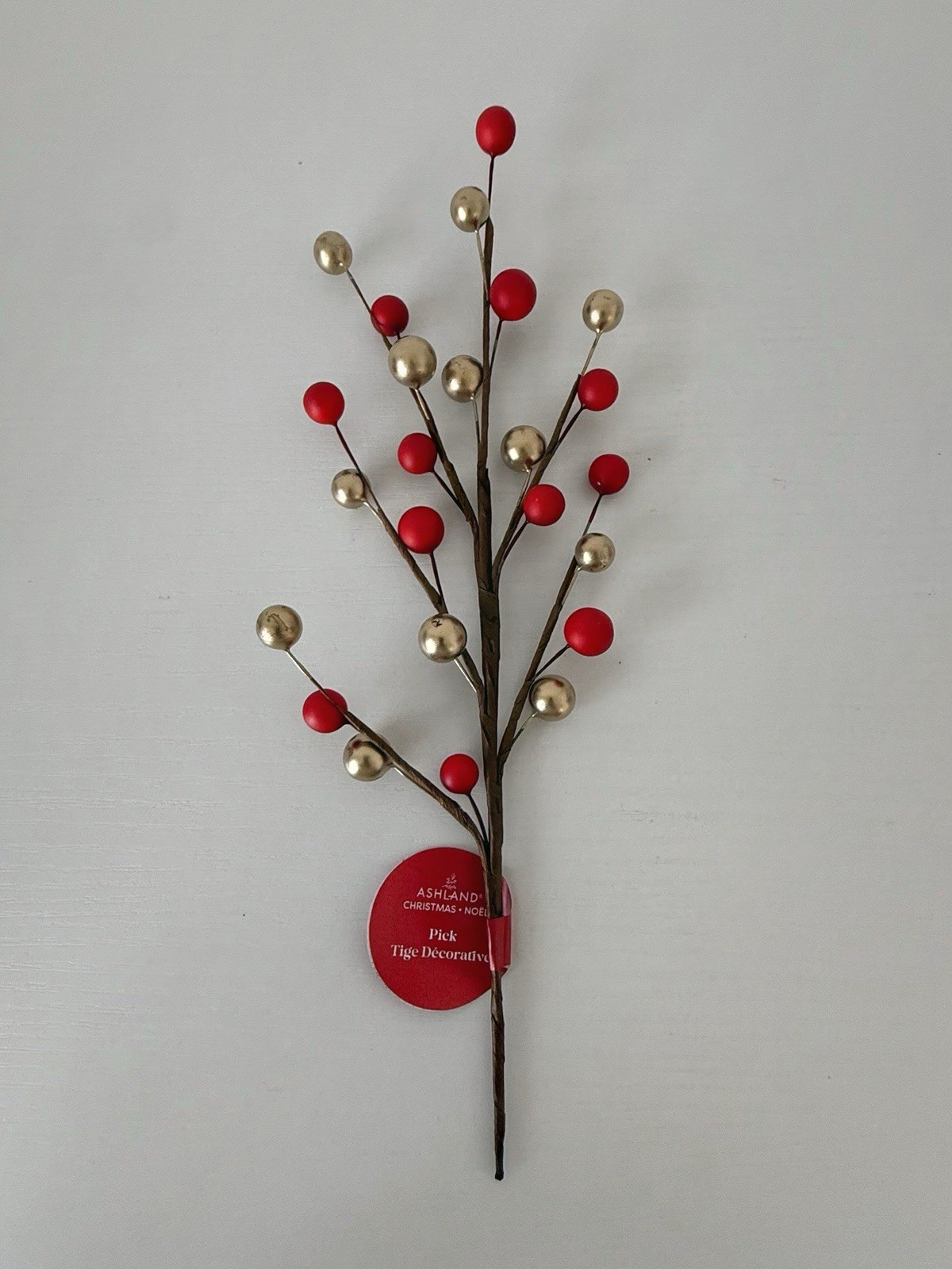 Ashland Christmas Red Gold Berry Pick Lot Holiday Floral Stems Tree Decor 8 Pc