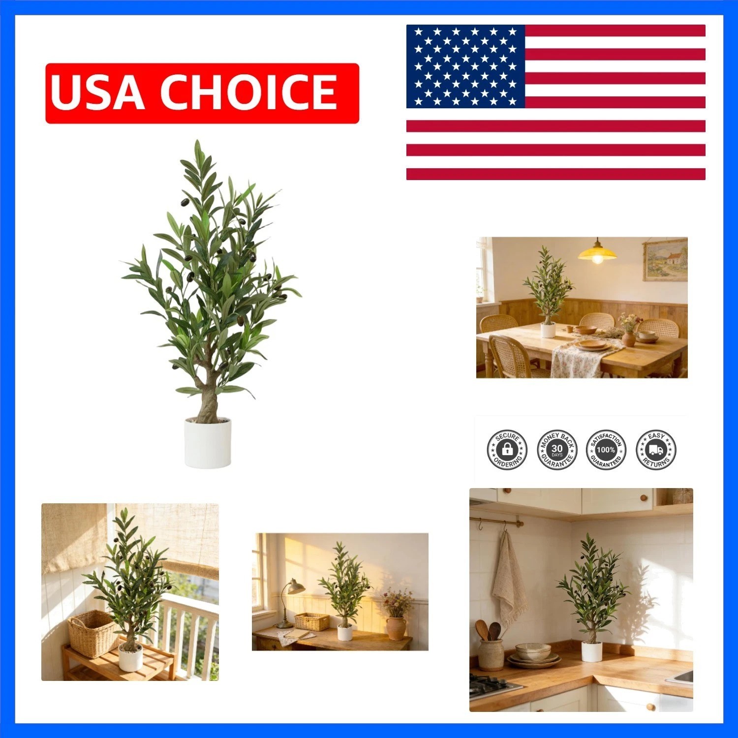 Fake Olive Tree with Pot Indoor, 30″ Artificial Olive Tree Stems Potted Green…