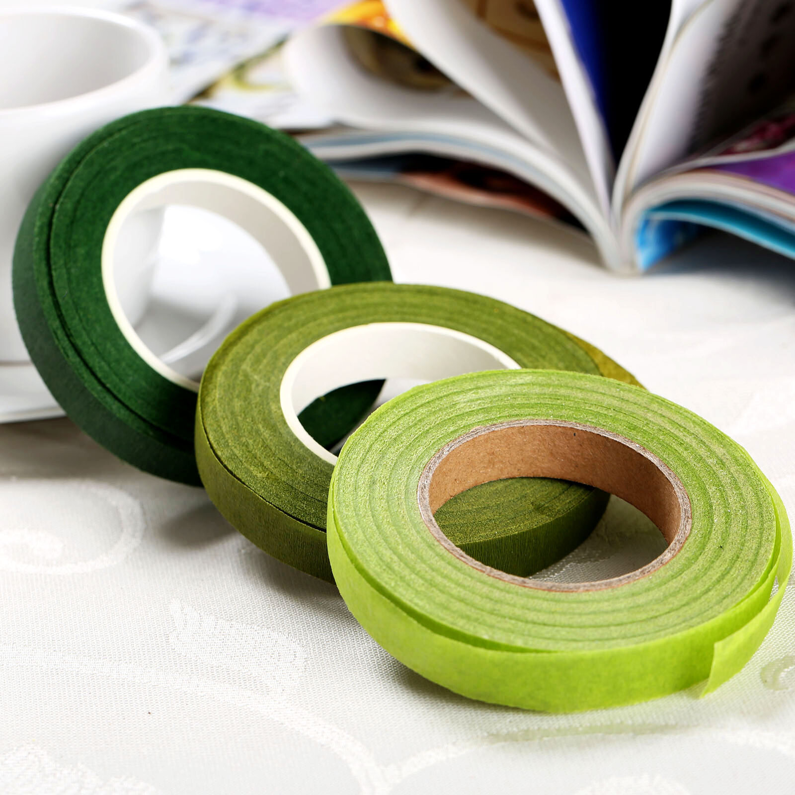 Green Florist Floral Stem Tape Corsages Buttonhole Flower Stamen Wrinkle Paper