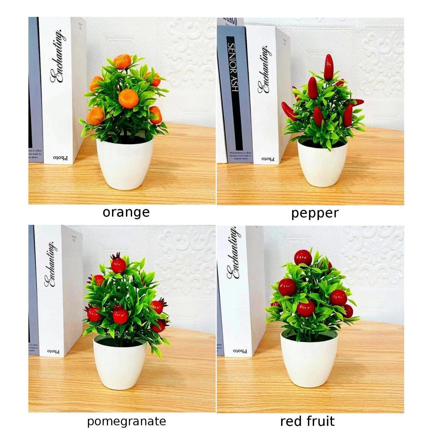 Fake Flower Pot Red Fruit Orange Pomegranate Plastic Foam Artificial Fruit