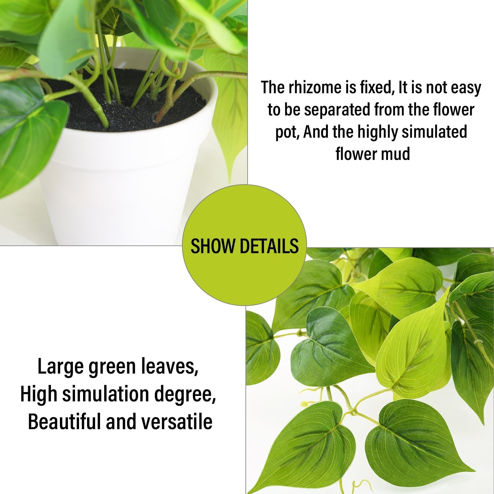 Realistic Artificial Pothos Plant in Pot – Perfect Faux Greenery for Desk, Shelf