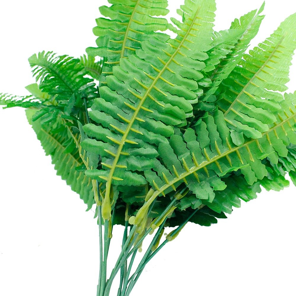 4 Bunches 14″ Ferns Artificial Boston Fern Bush Plant,Faux Plant Shrubs Green…