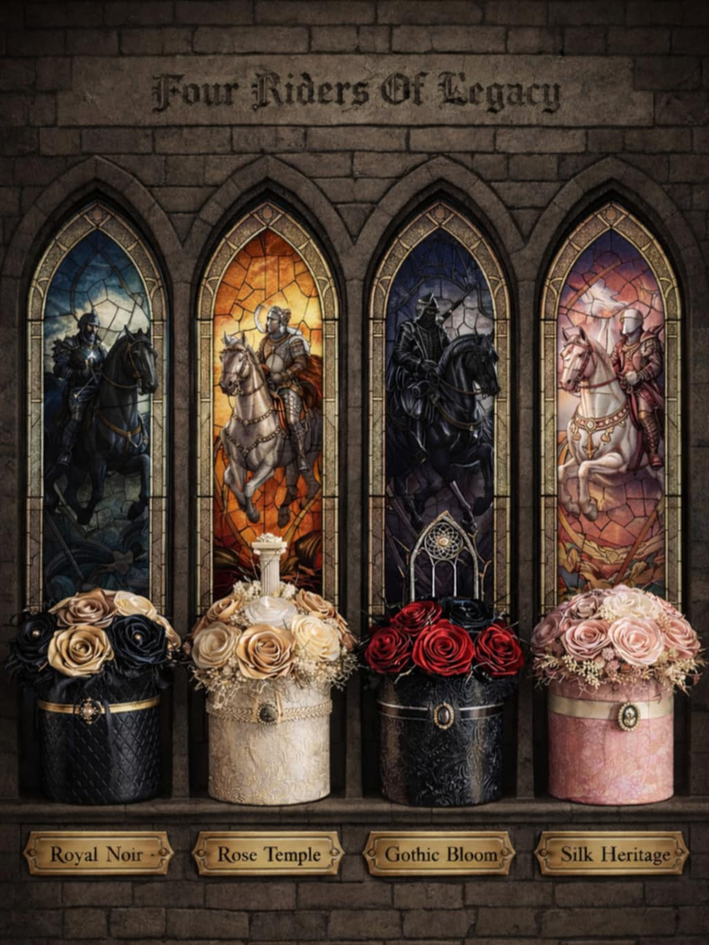 Gothic Flower Box,luxury,black & red satin flowers,handmade