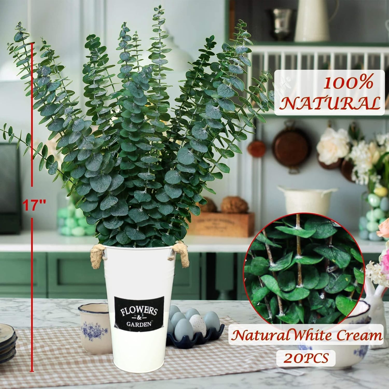 20 PCS Dried Preserved Eucalyptus for Shower, 17″ Real Natural Fresh Hanging Euc