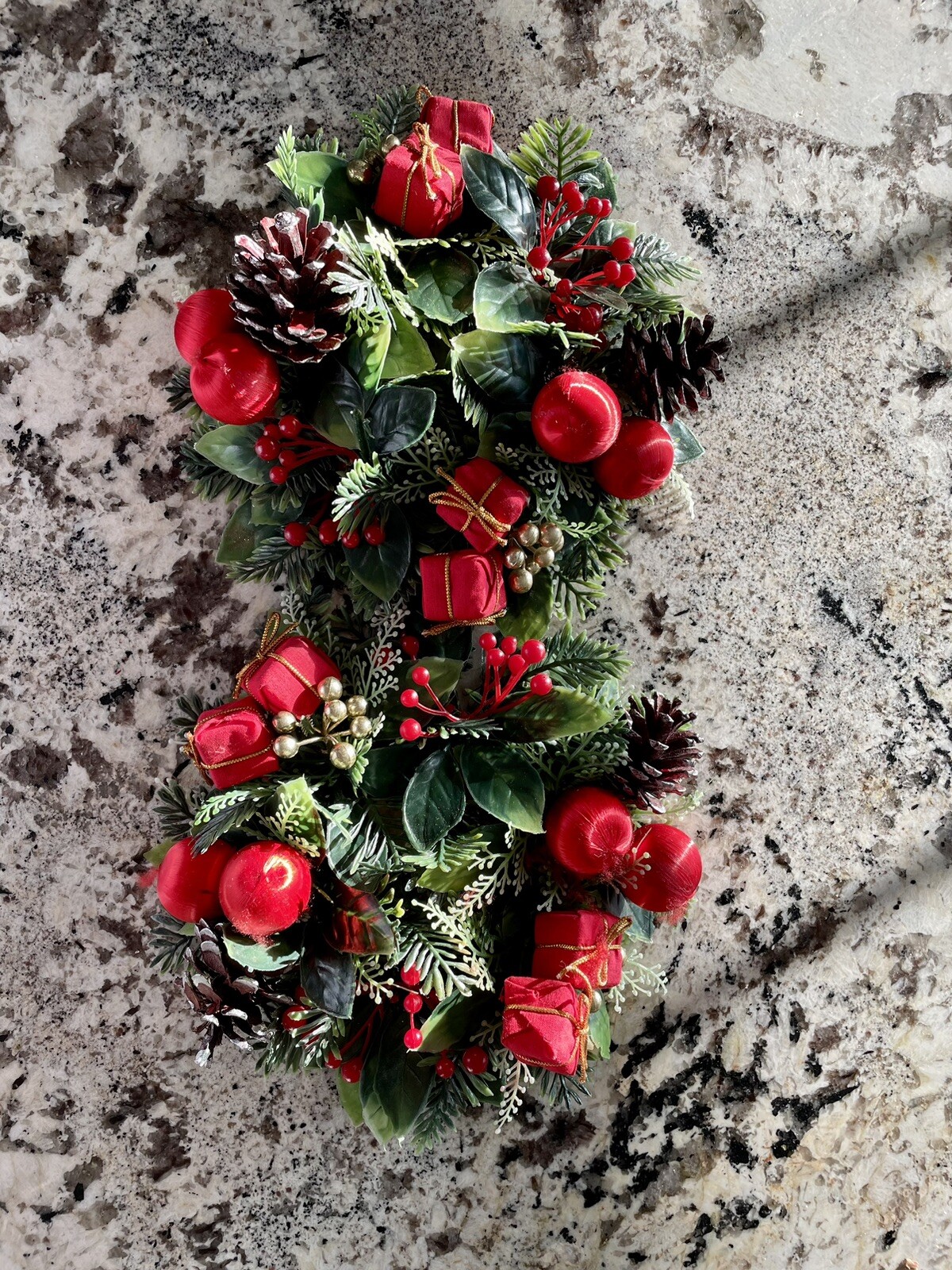 1pc Pine Candle Ring Christmas Artificial Red Berry Candle Wreath, Garland