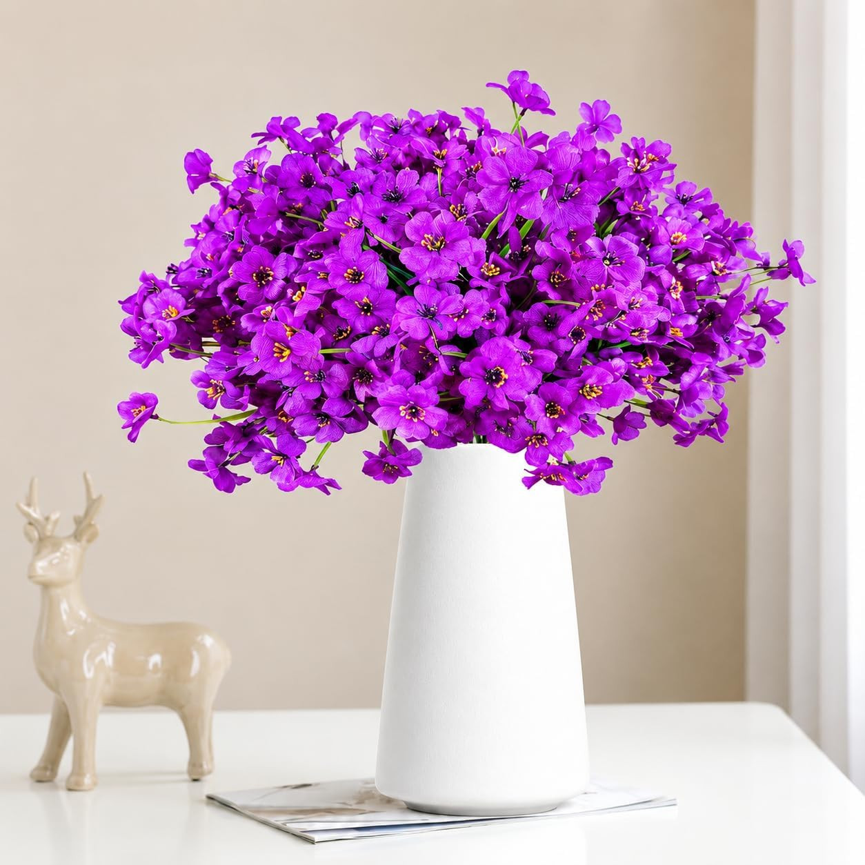 Geegoods Artificial Mums Flowers for Outdoors, 16 Bundles UV Resistant Fake Plas