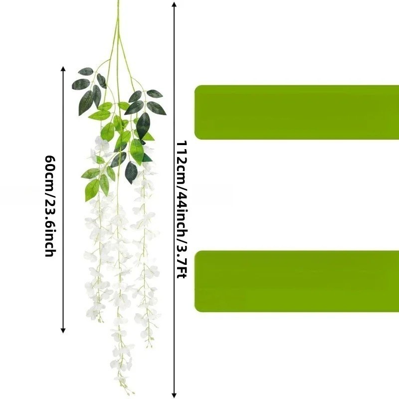 12pcs Wisteria Vine Artificial Flowers Trailing Fake String Garden Wedding Decor