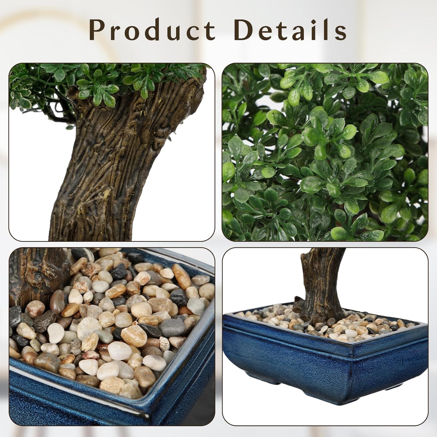 Mini Juniper Bonsai Tree with Blue Ceramic Pot**-/`