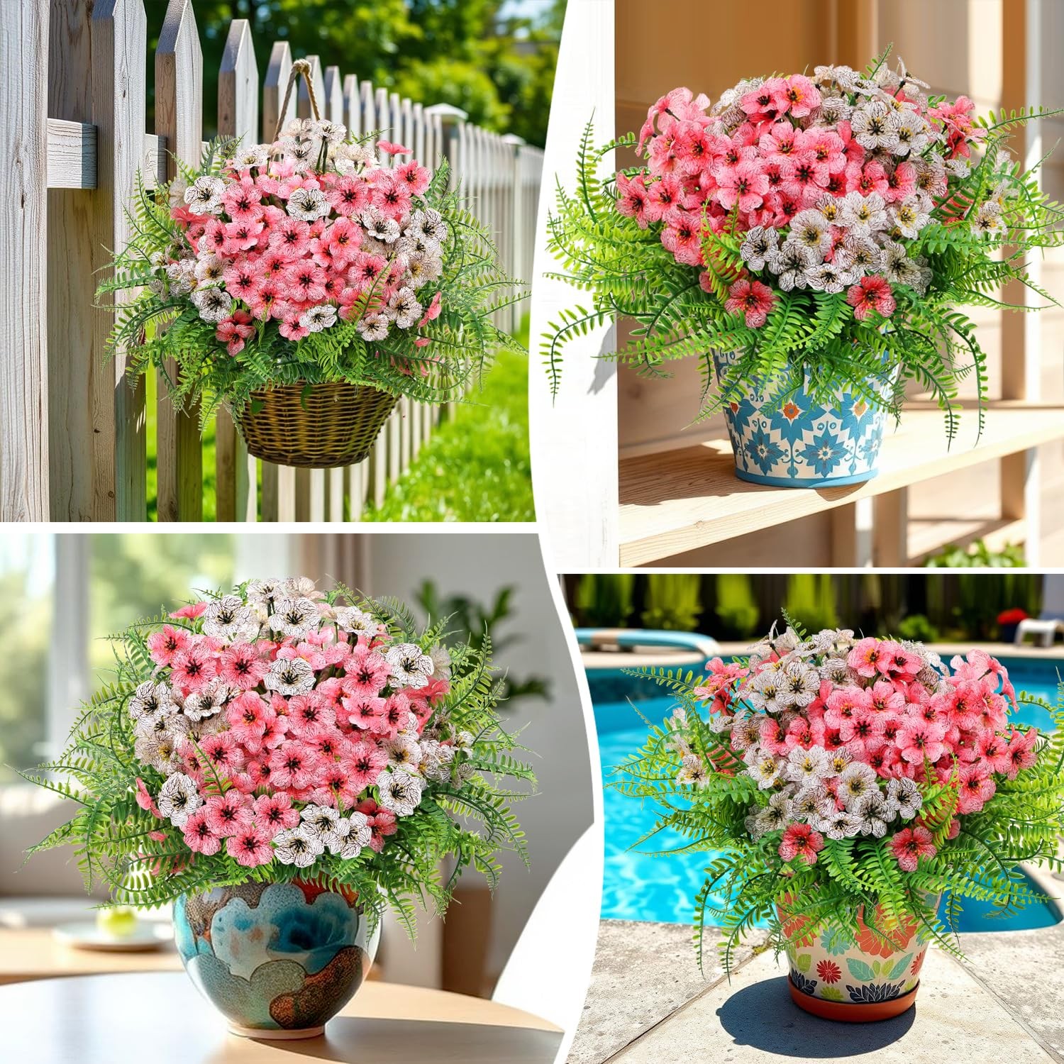 Artificial Flowers and Plant – 15 Bundles Fake Flowers for Indoor Outdoor Hom…