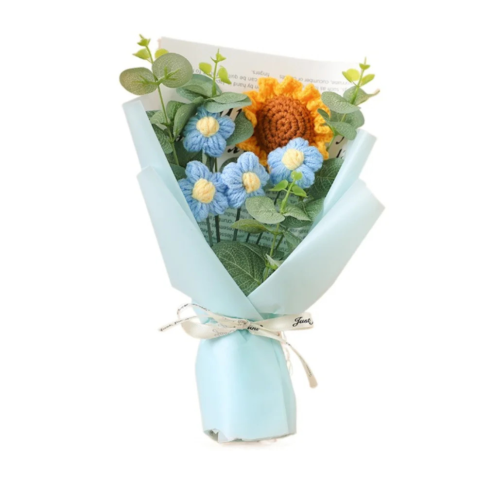 Artificial Flower Crochet Bouquet Handmade Anniversary Sunflower Daisy