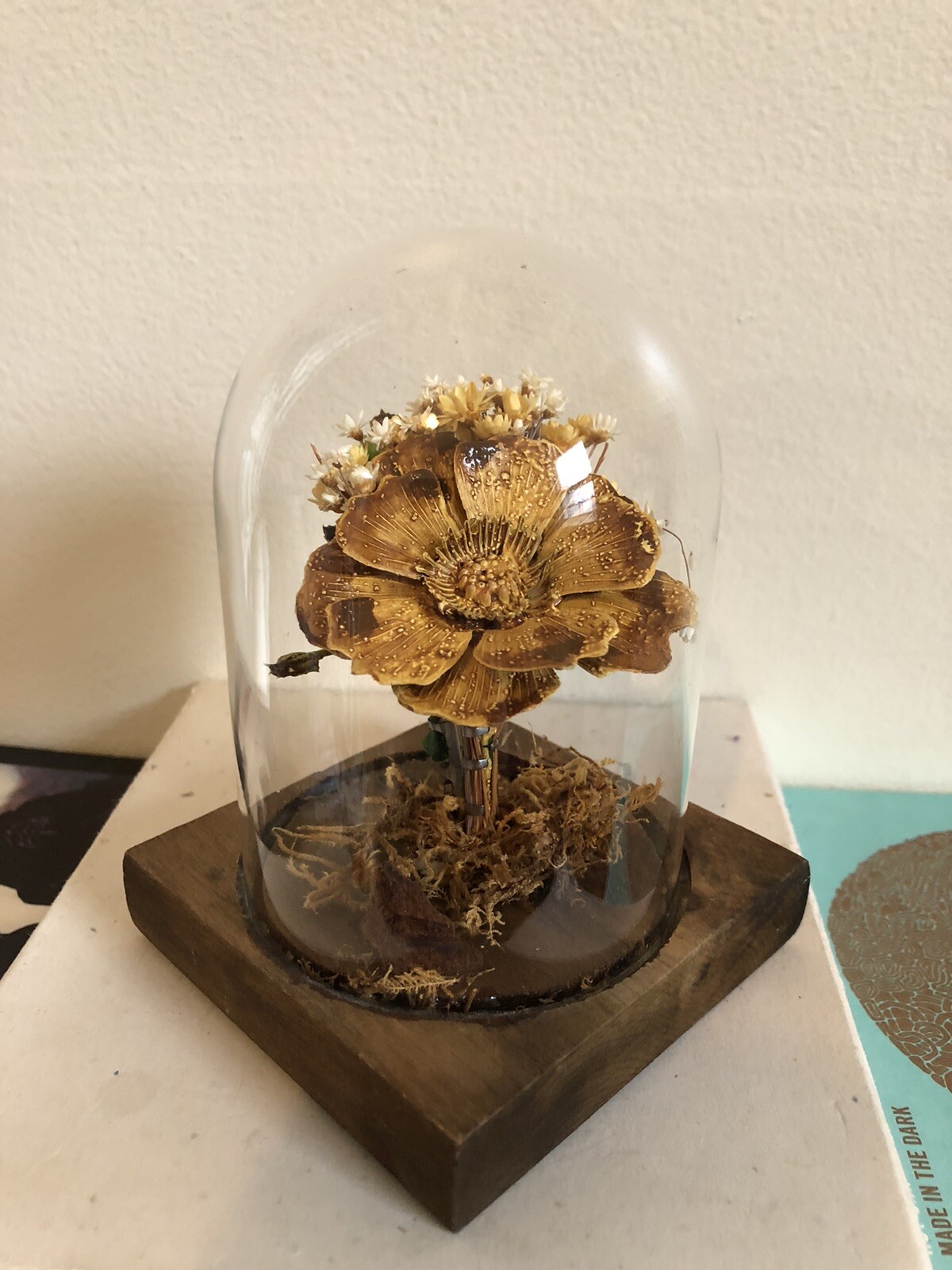 Vintage Glass Incased Flower Arrangement by Leonard Creations