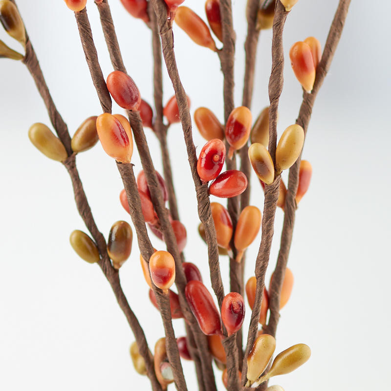 Set of 12 Pumpkin Orange and Sage 12″ Pip Berry Sprays for Decor