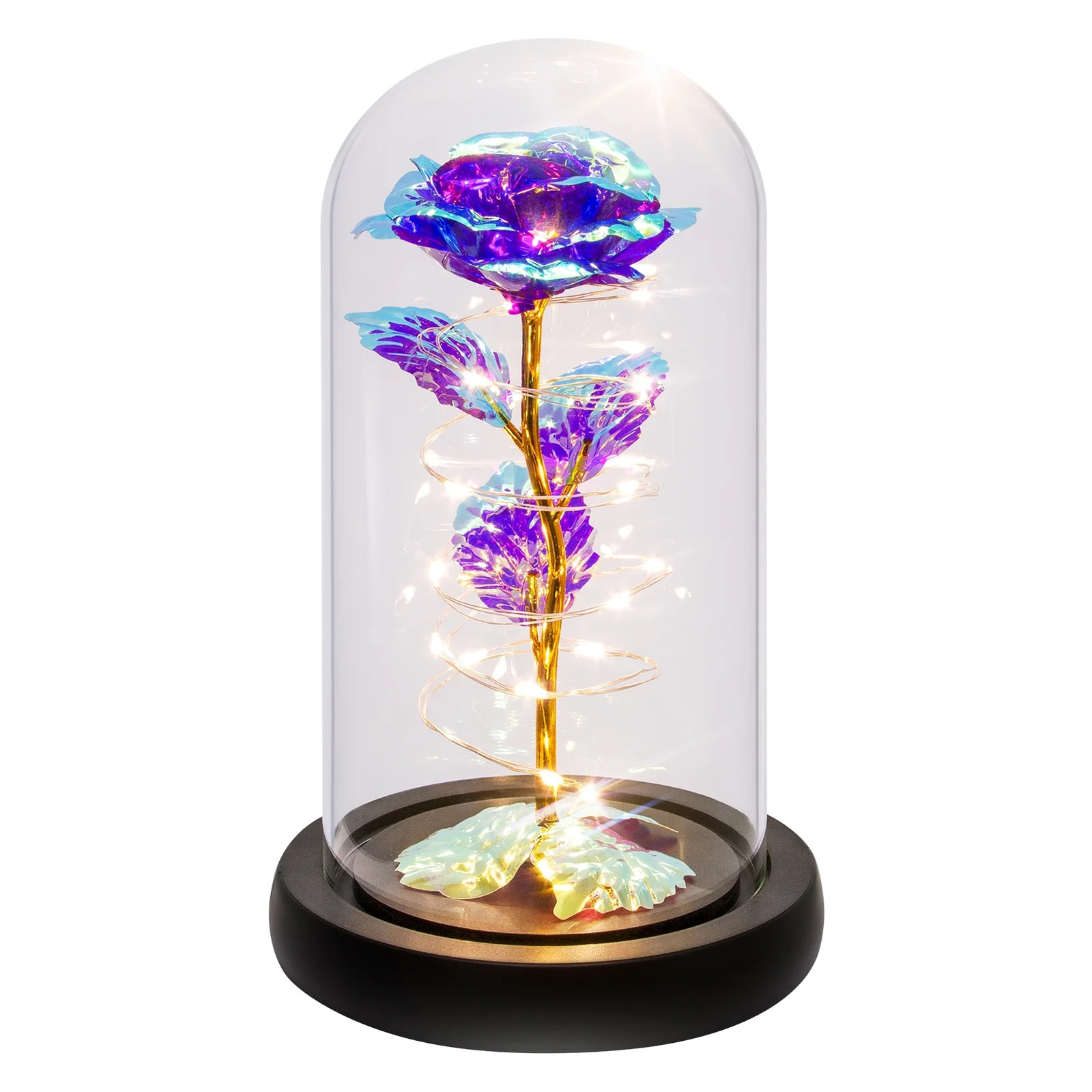 Colorful Rose Light in Glass Dome – Gifts for Women, Mom, & Special Occasions