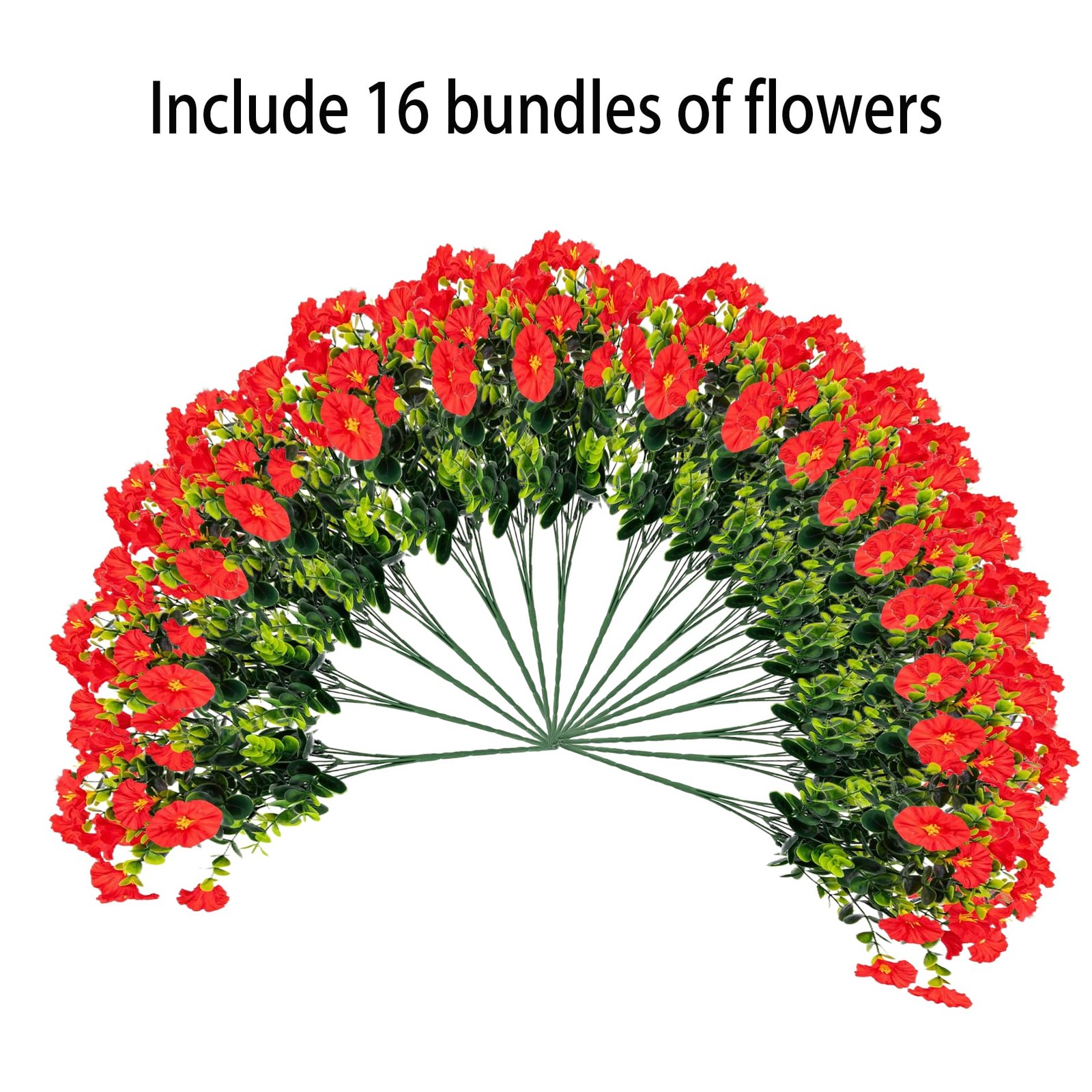 Artificial Outdoor Flowers 16 Bundles Fake Morning Glory Flower Outdoor UV Re…
