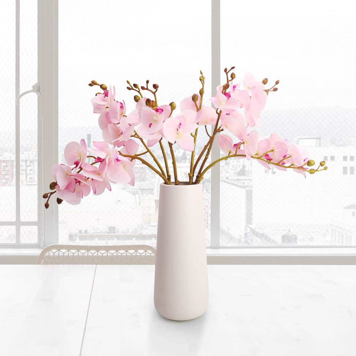 Artificial Orchid Faux Flowers Butterfly Orchid 4 Pcs Real Touch Double Branc…