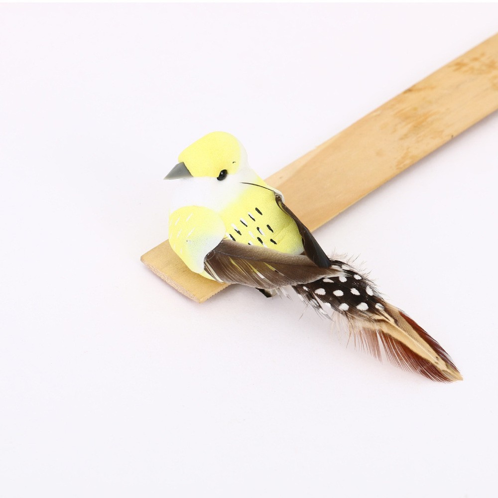 Green Artificial Simulation Bird Tree Ornaments Realistic Feather Birds