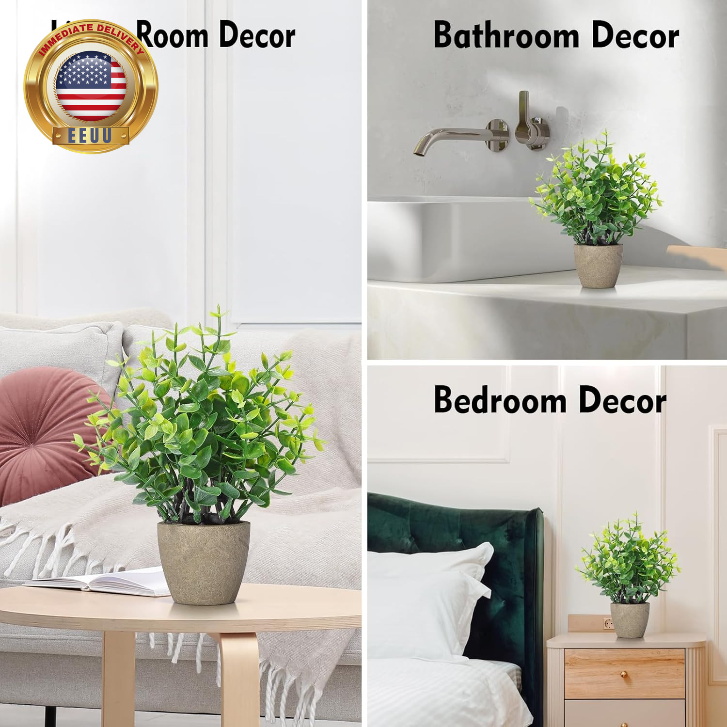 2 Pack Fake Plants Ceramic Mini Artificial Greenery Potted Plants for Home Decor