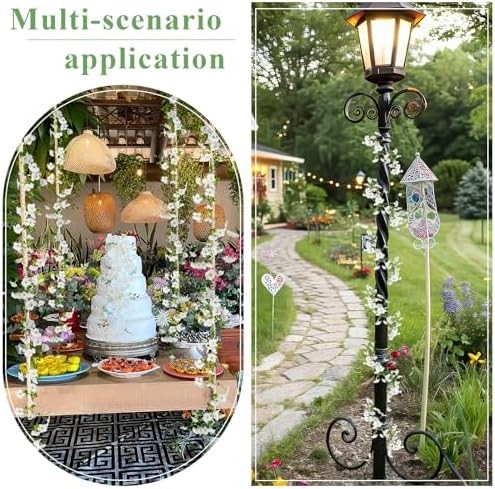 2 Pcs Artificial Vines Outdoors 11.8ft Silk Morning Glory Flowers White Fake Han