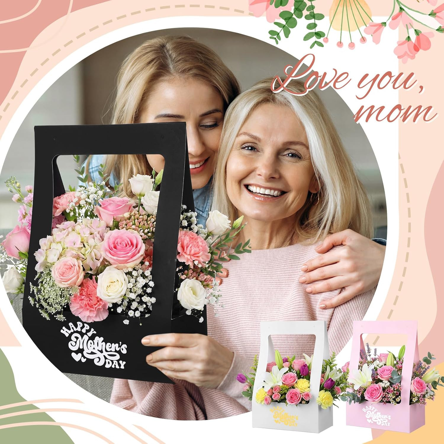 30 Pcs Mother’S Day Flower Box for Arrangement Bouquet Bags for Flowers Gift Bag