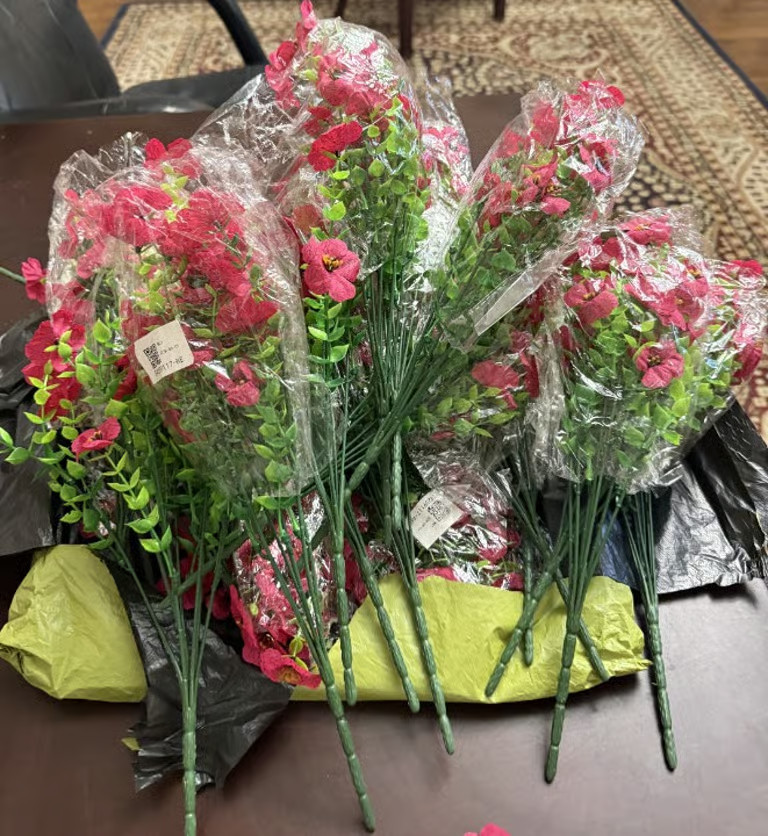 24 Pink Artificial Flower Bunches
