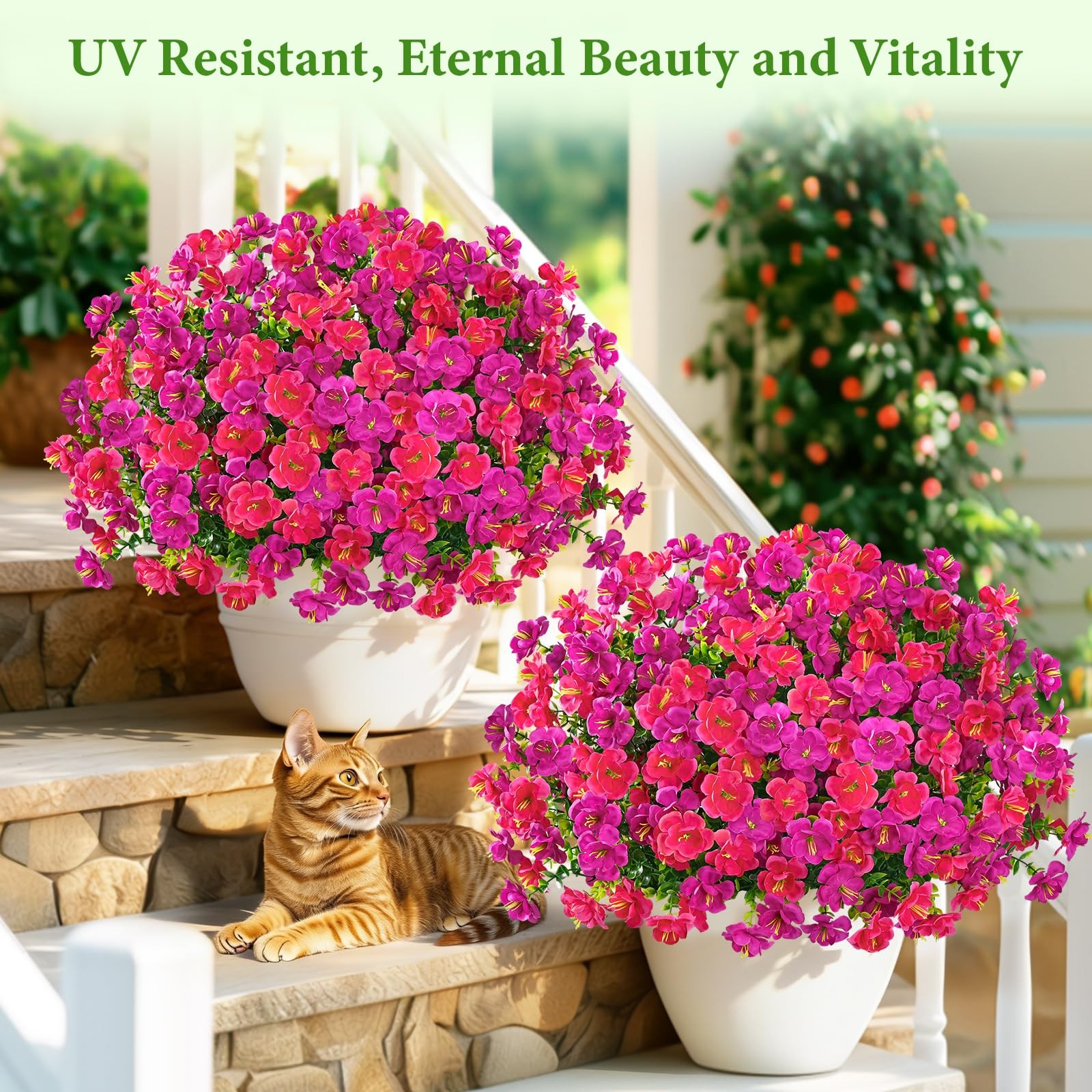24 Bundles Look Real Artificial Flowers for Outdoors, Realistic Fake Outdoor …