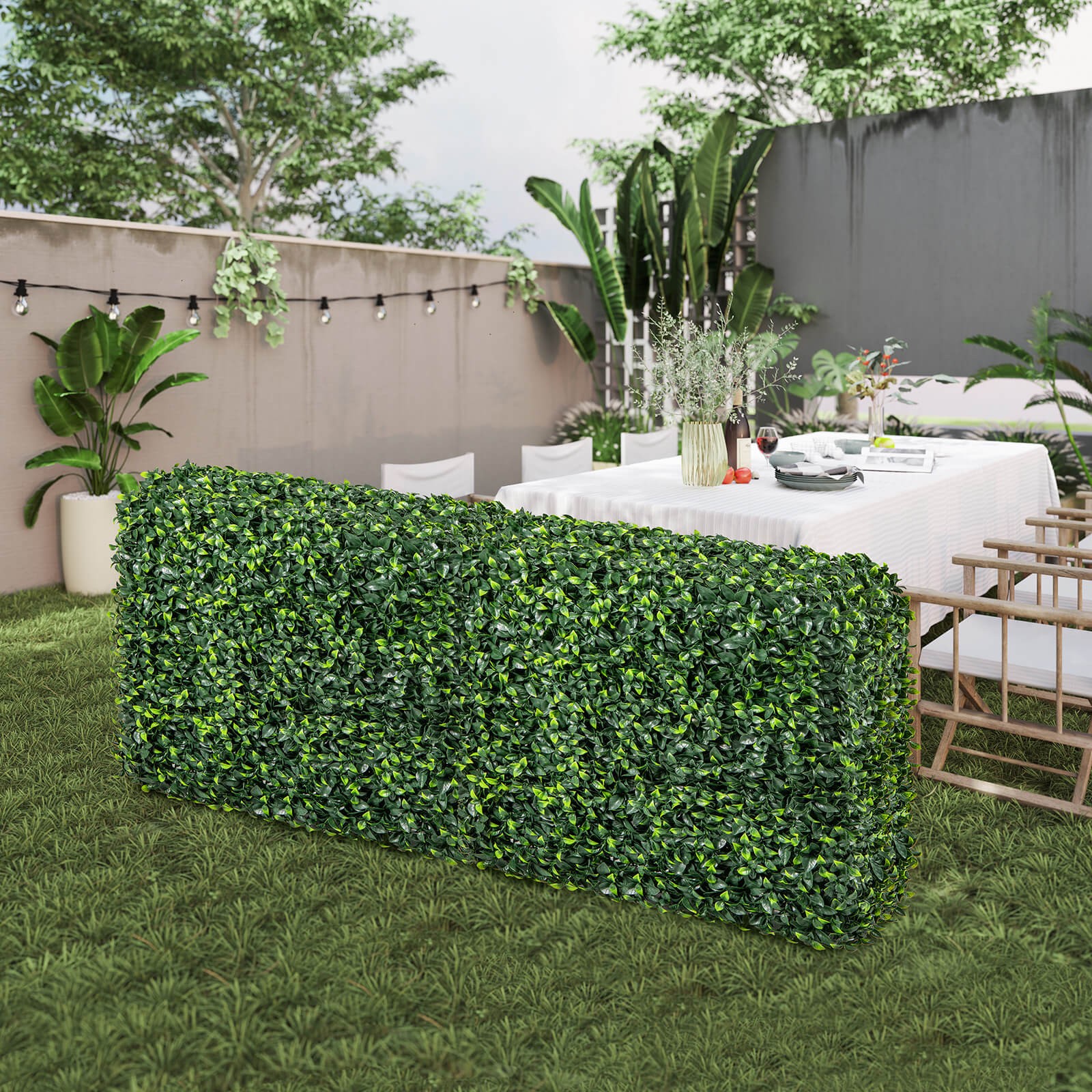 Artificial Plant Wall w/ Realistic PE Leaves Zip Ties Decoration 36″ x 15″ x 34″