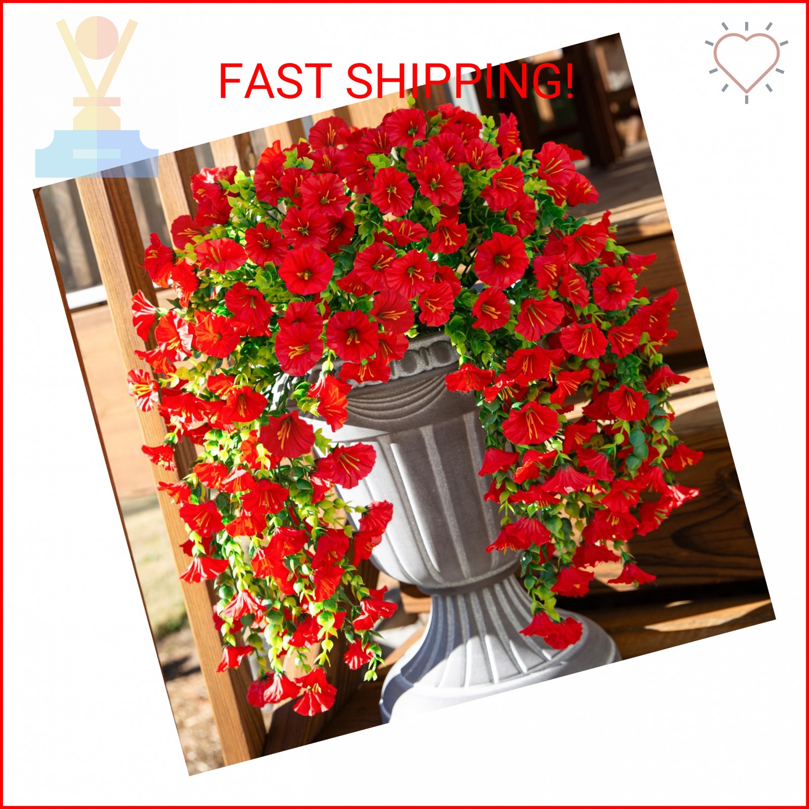 Ivydale 2 PCS Artificial Hanging Flowers Fake Plants Outdoor,Silk Morning Glory