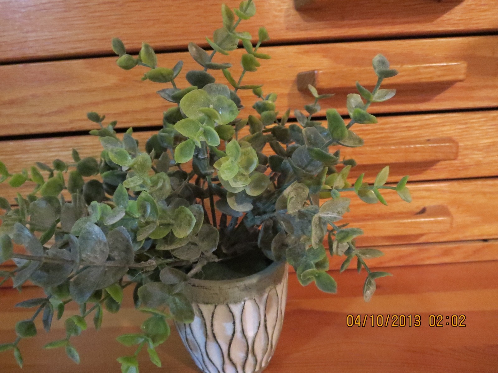 SMALL FAUX PLANT IN CERAMIC POT–#T16A-2