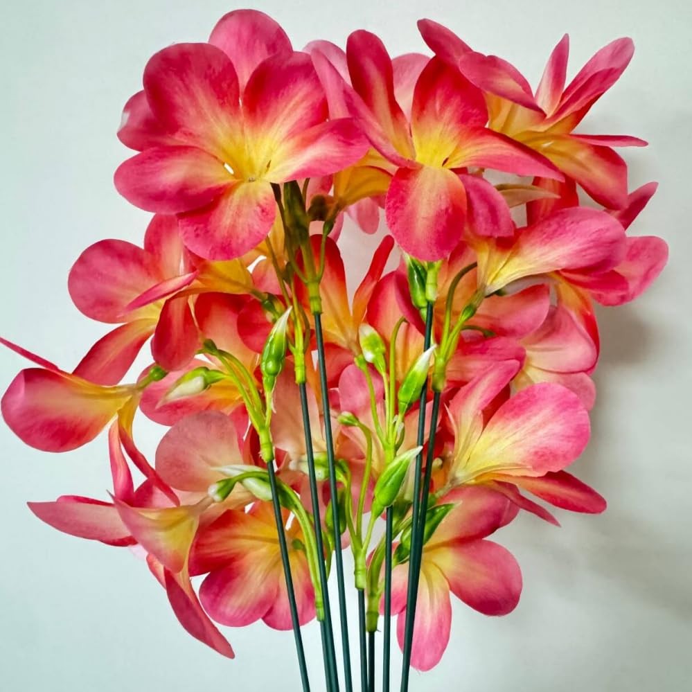 10 Bunch Pink Artificial Flowers Fake Plumeria Flower with Stems,12inch Real …