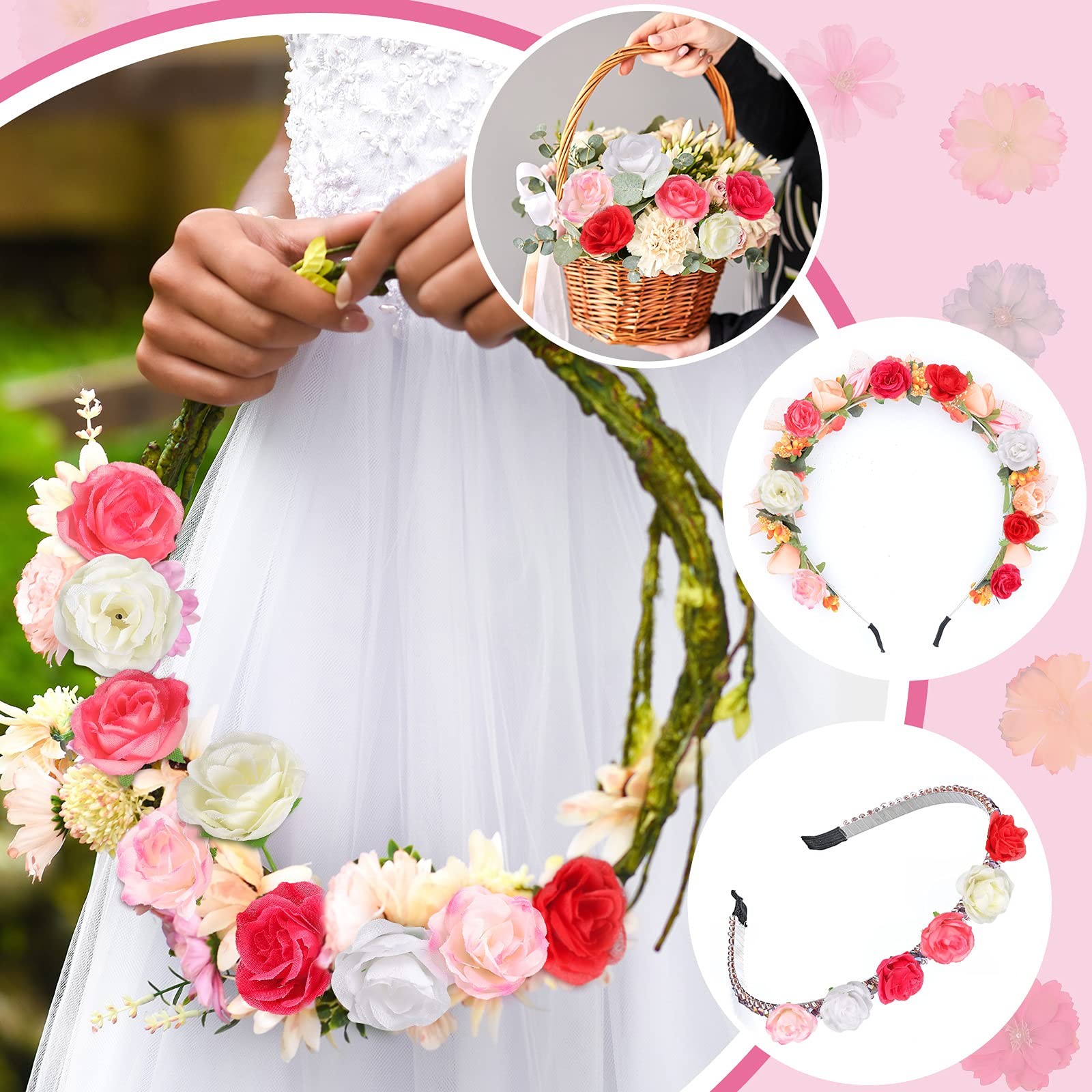 102 Pcs 1.4 Inch Mini Fake Rose Flower Heads Mini Artificial Silk Rose Head S…
