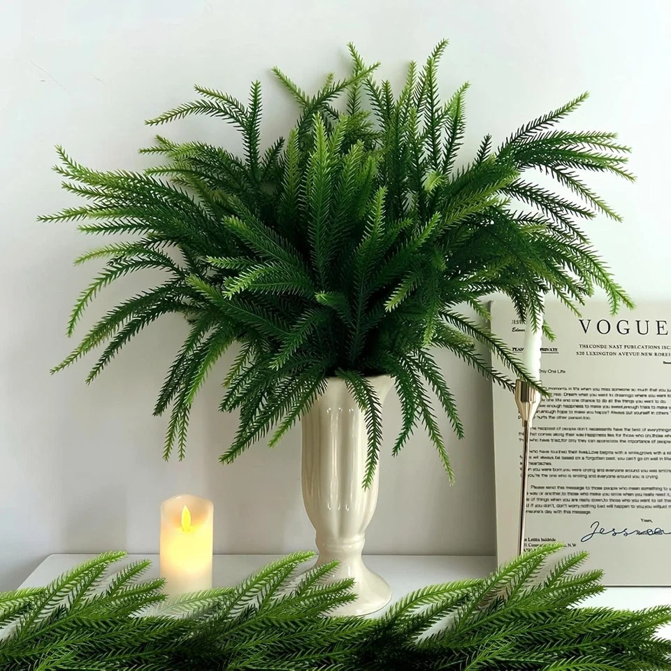 10pcs Simulated plants, Christmas pine branches, New Year home party decorations