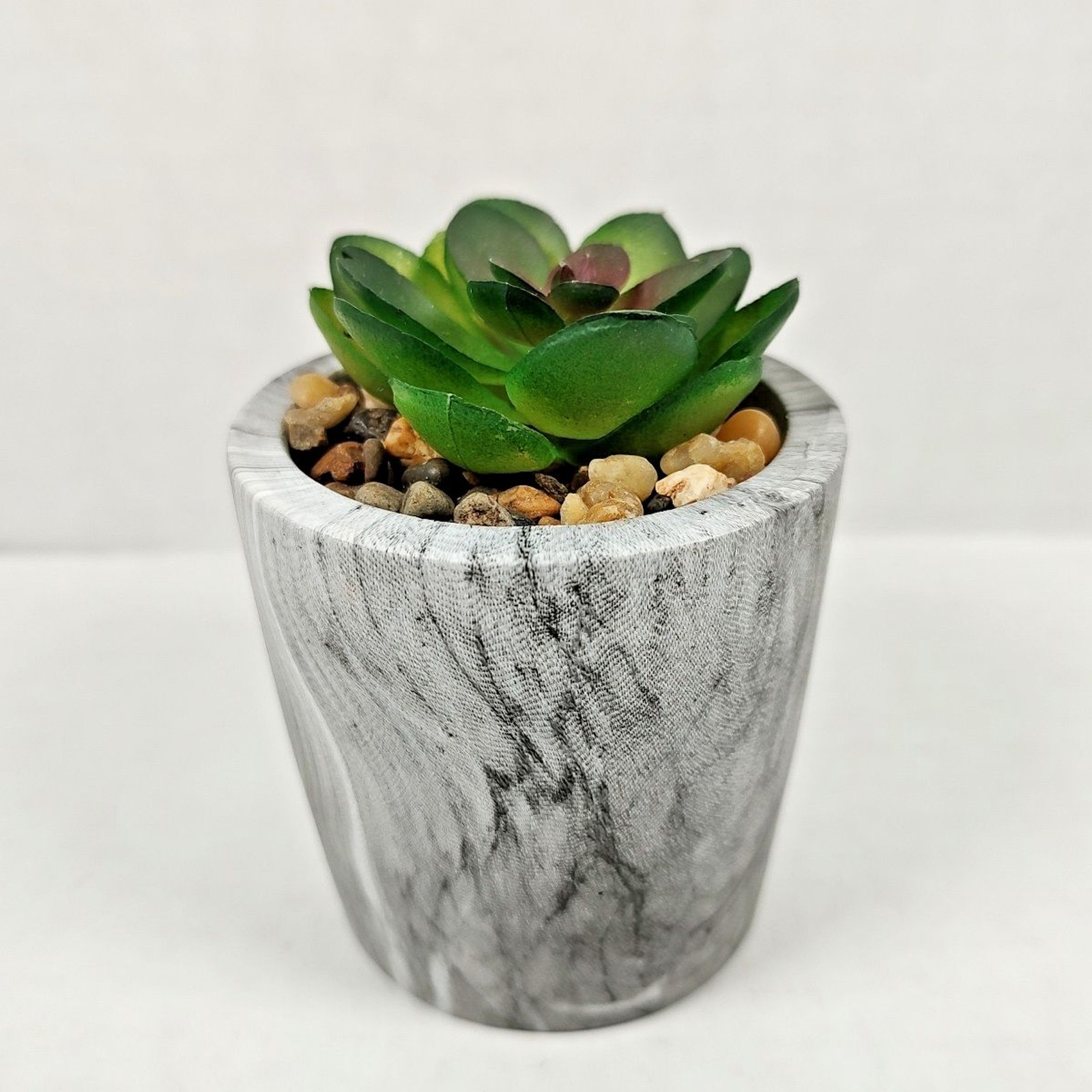 Mini Potted Plant Artificial Succulent Faux Marble 3.5″ x 3″ Mountain Crest