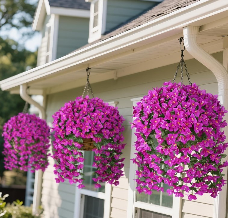Artificial Bougainvillea Flowers Plants for Outdoors Decoration, 2 Pcs Faux Silk