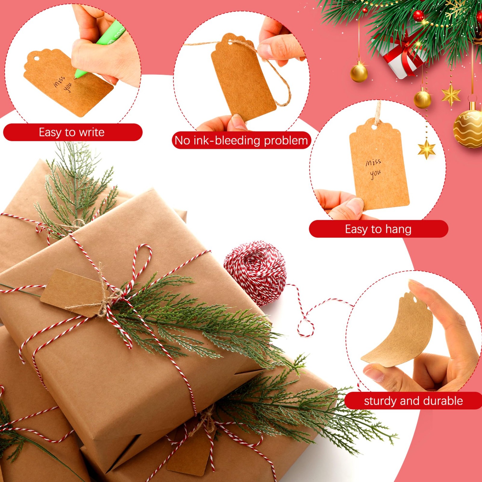 50 Sets Christmas Greenery Picks for Gift Wrapping DIY Crafts Christmas Flora…