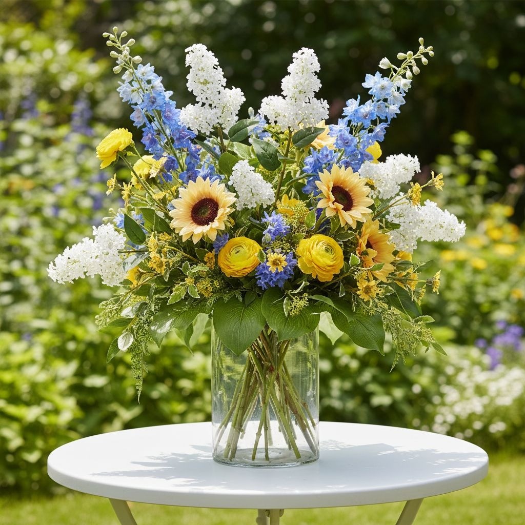 Artificial White Lilac Look Stems Set of 2, 30 Inch Faux Filler Flowers, Cottage
