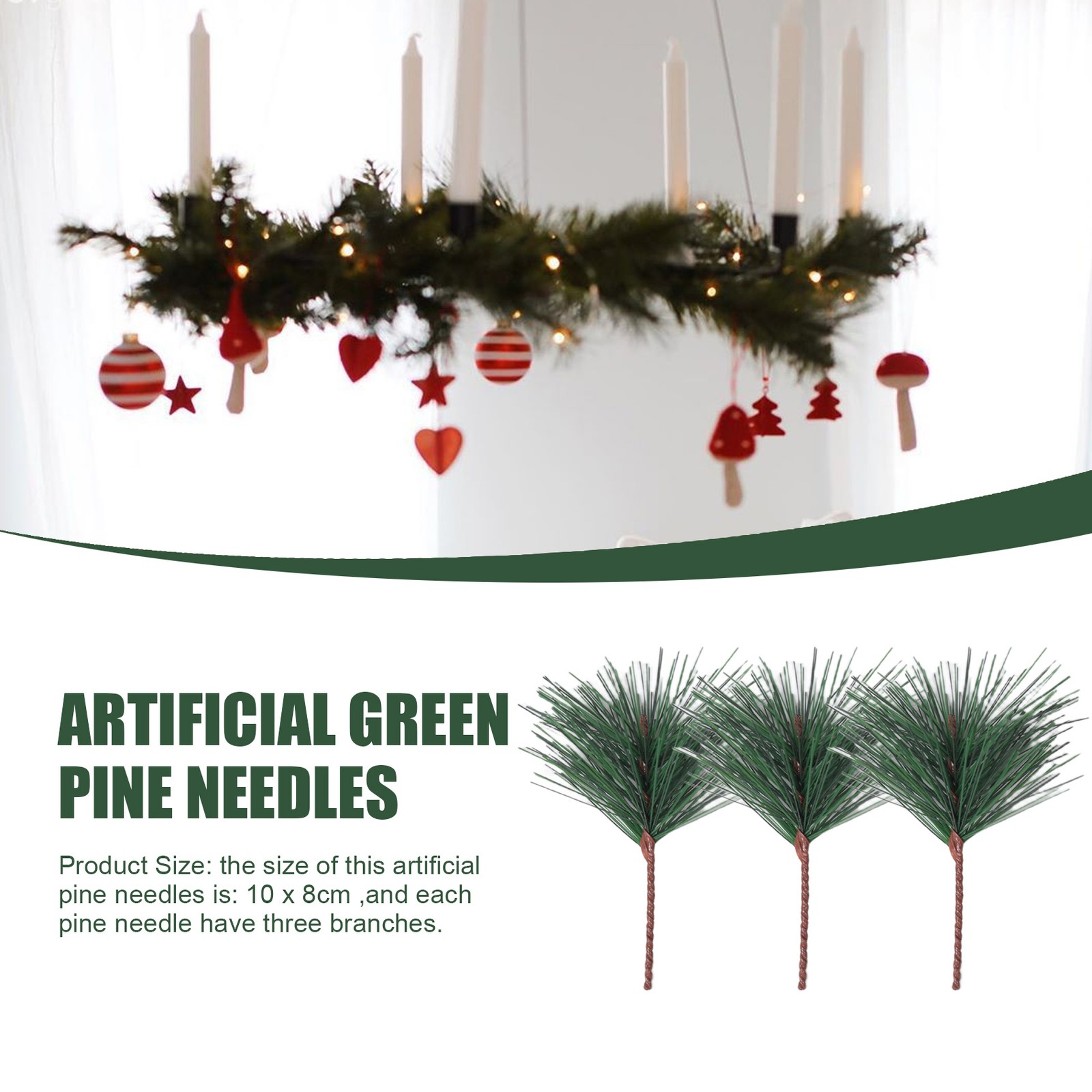 60 PC Artificial Green Pine Needles Branches-Small Pine Twigs Stems5149