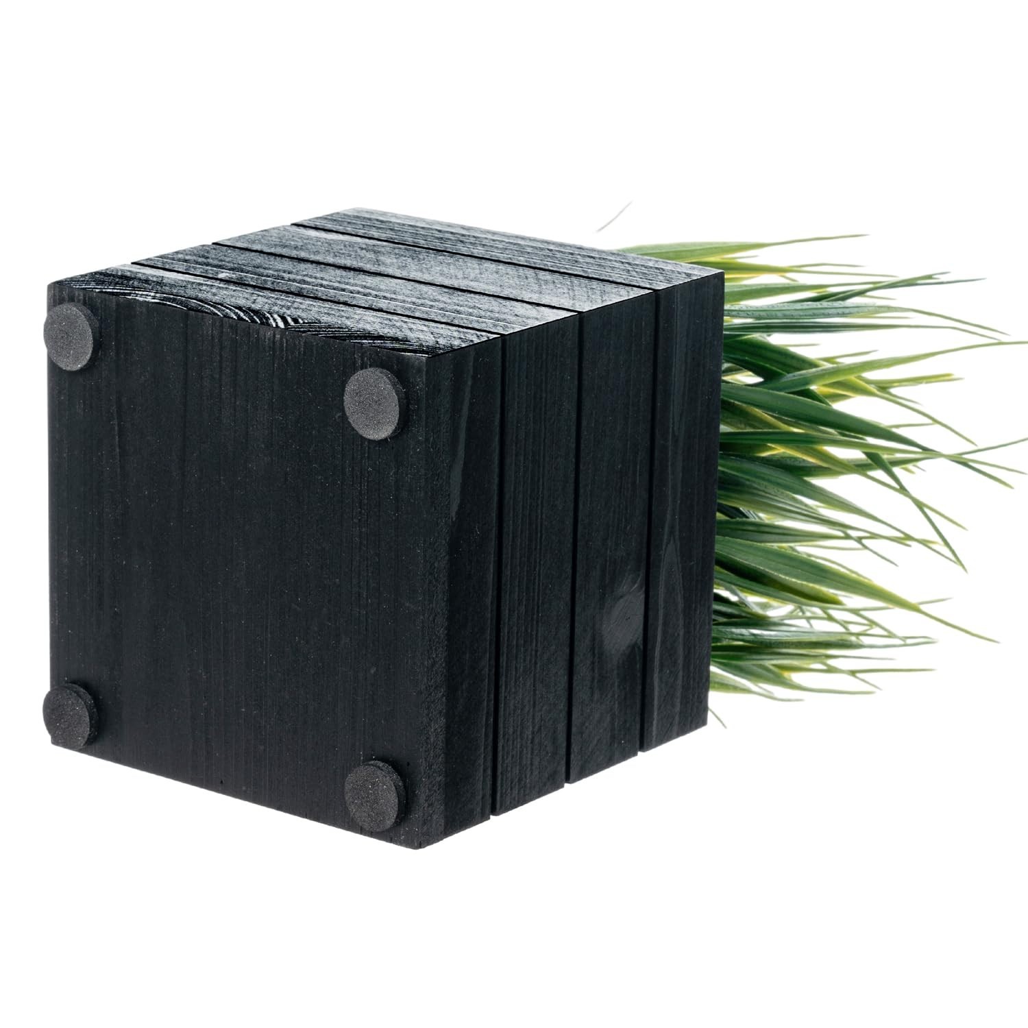 Set of 3 Faux Greenery Plants in Vintage Black Wood Planter Boxes – Decorative S