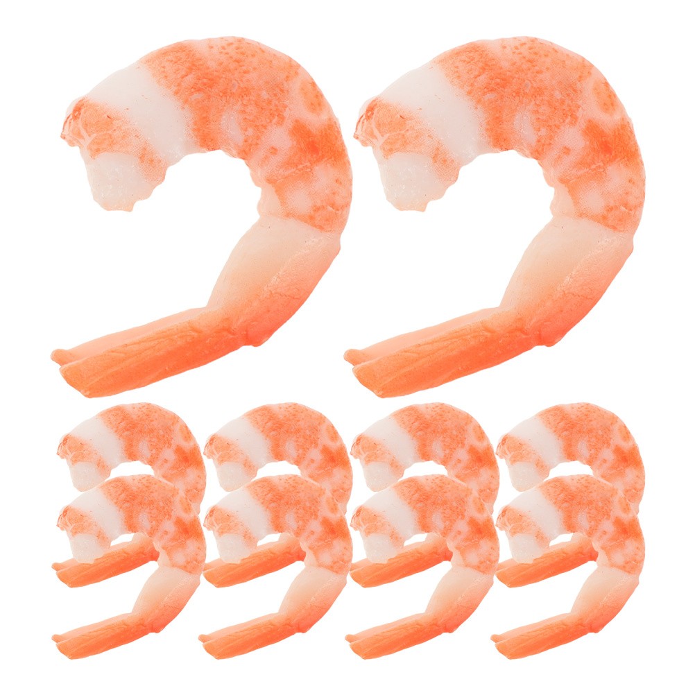 10 Pcs Plastic Cooked Shrimp Model Realistic Food Toy Decoration For Party