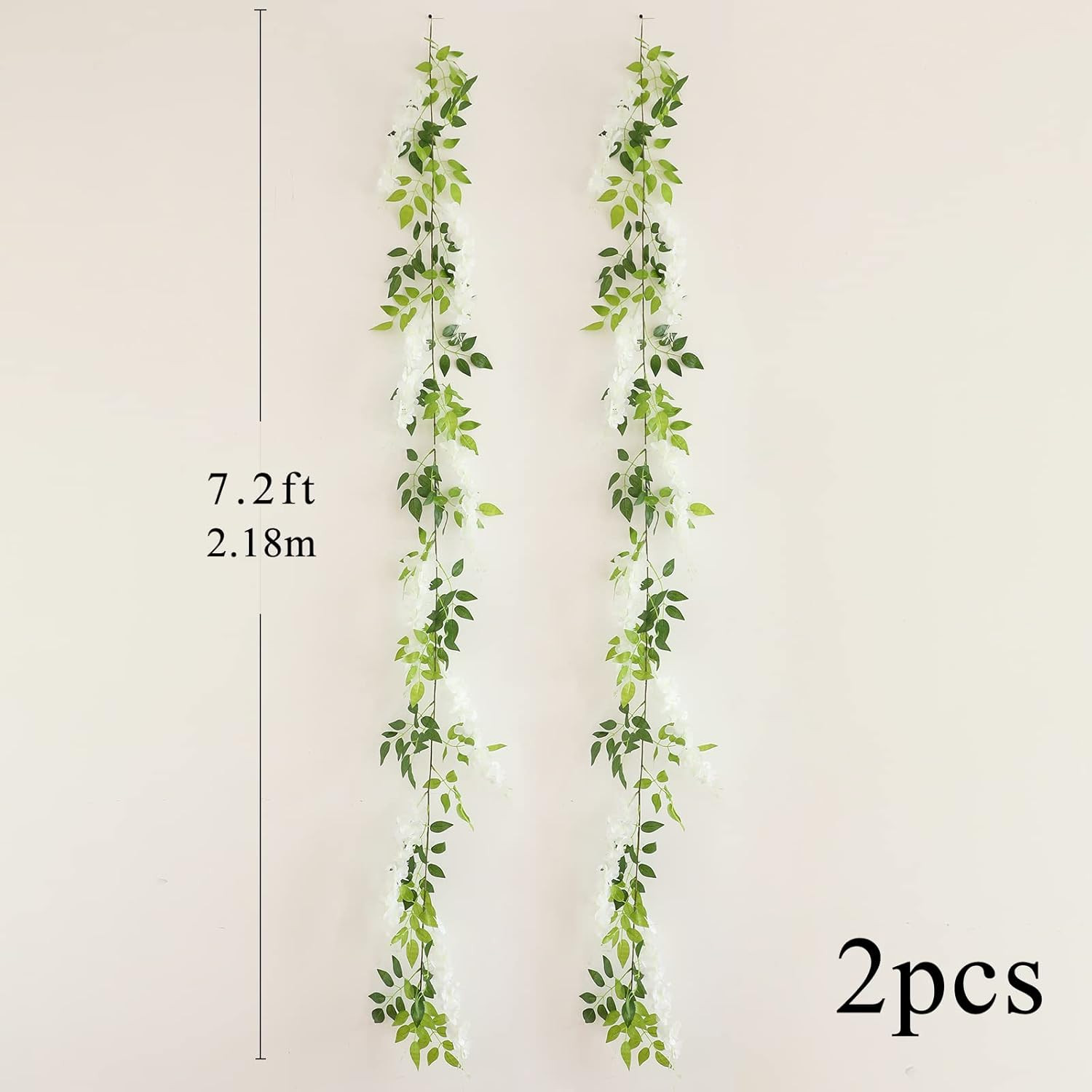 Wisteria Artificial Flowers Garland, 4Pcs Total 28.8Ft Silk Faux Wisteria Vine K