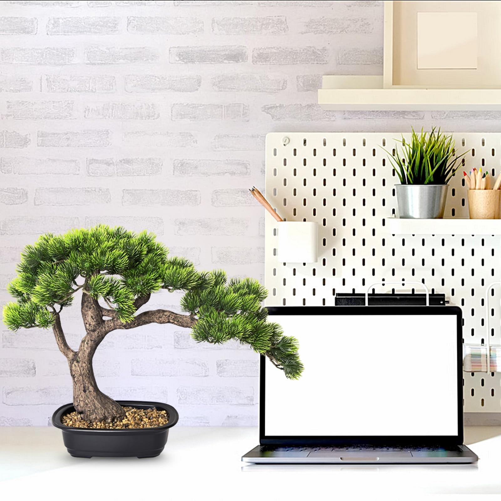 15 inch Artificial Bonsai Tree, Large Faux Juniper Pine Plant Desk Decoration
