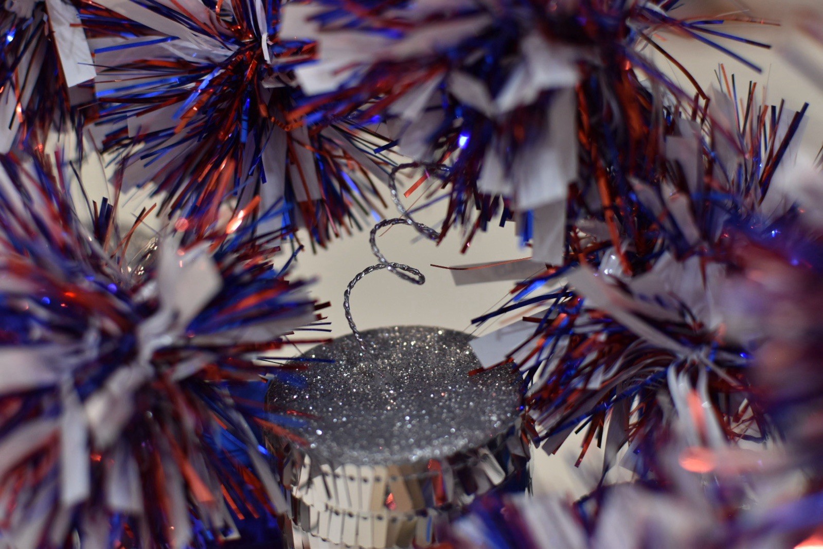 Set of Three Firecracker Centerpieces Red White and Blue Sequence USA Patriotic