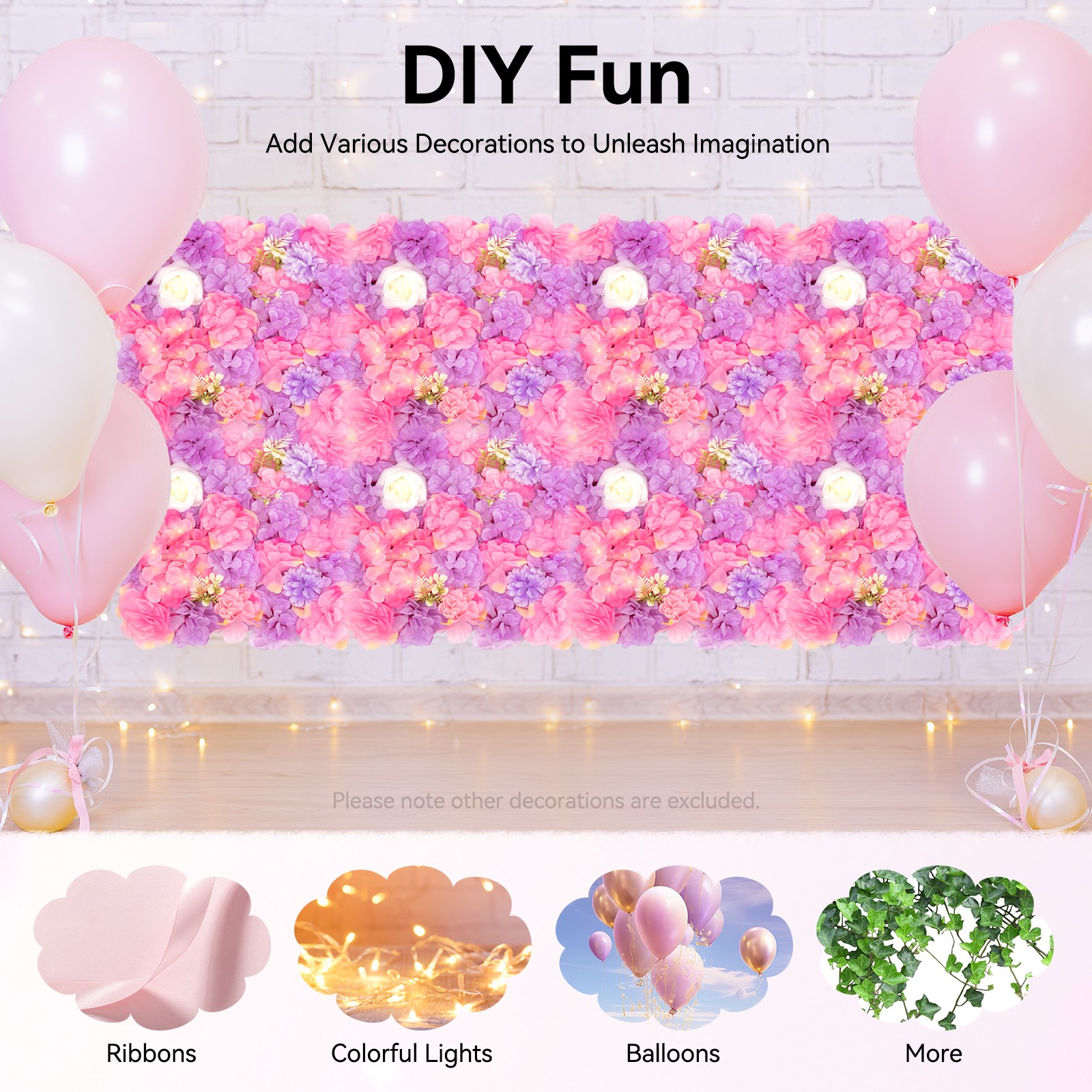 12pcs Artificial Silk Rose Flowers 3D Backdrop Wall for Wedding Party Decoration